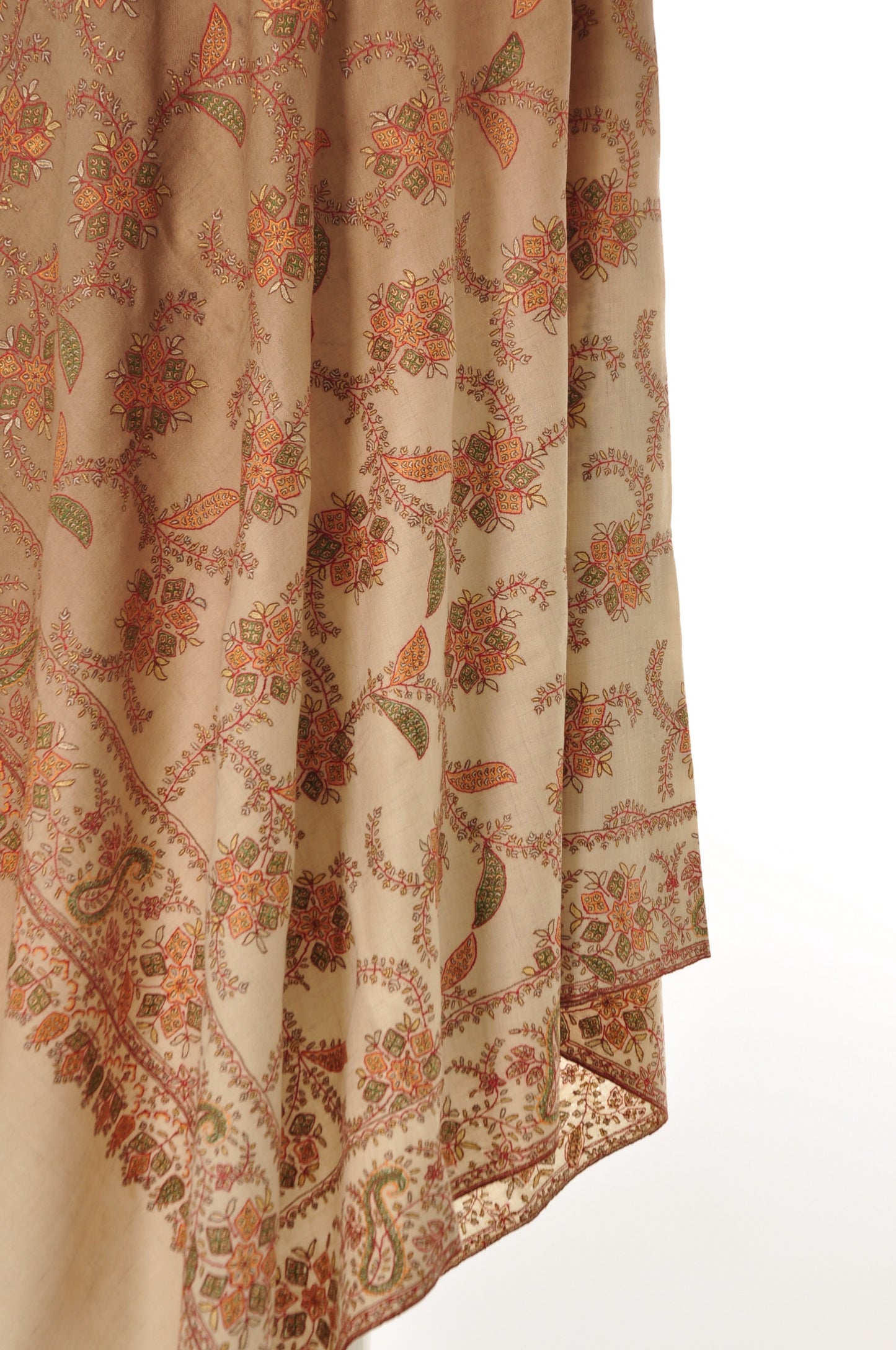 Embroidered Pashmina - Brown Ombre