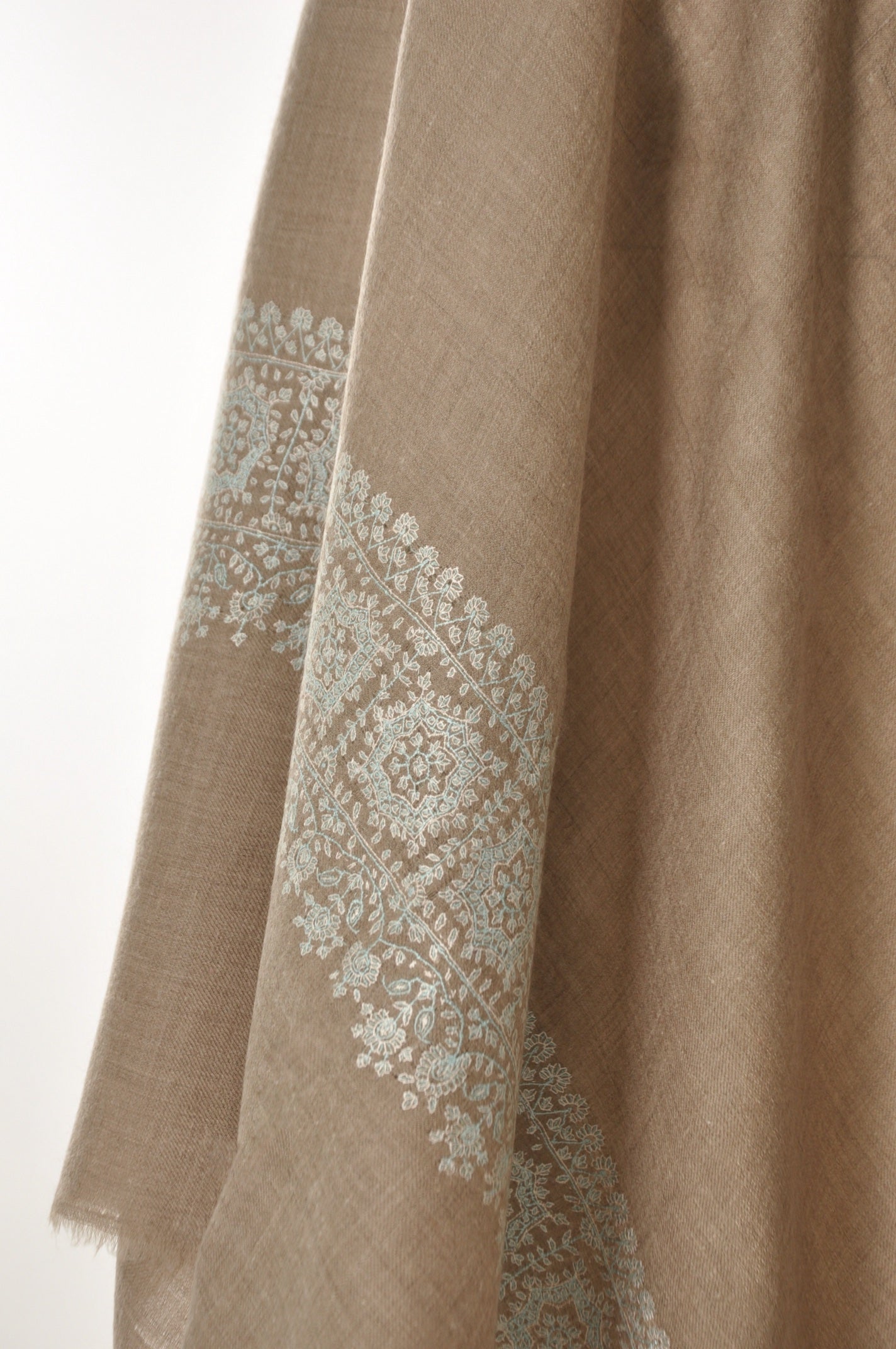 Embroidered Pashmina - Icy Blue embroidery