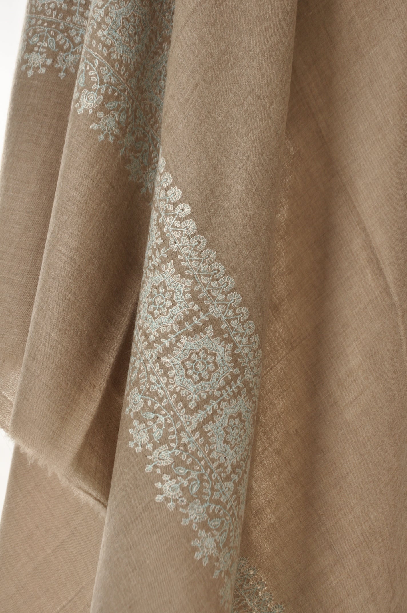 Embroidered Pashmina - Icy Blue embroidery