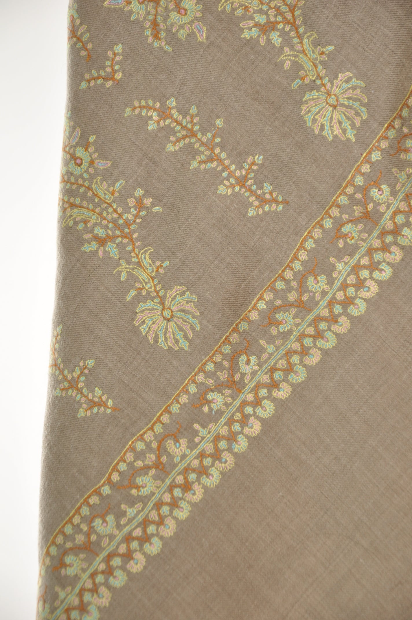 Embroidered Pashmina - Soft Yellow