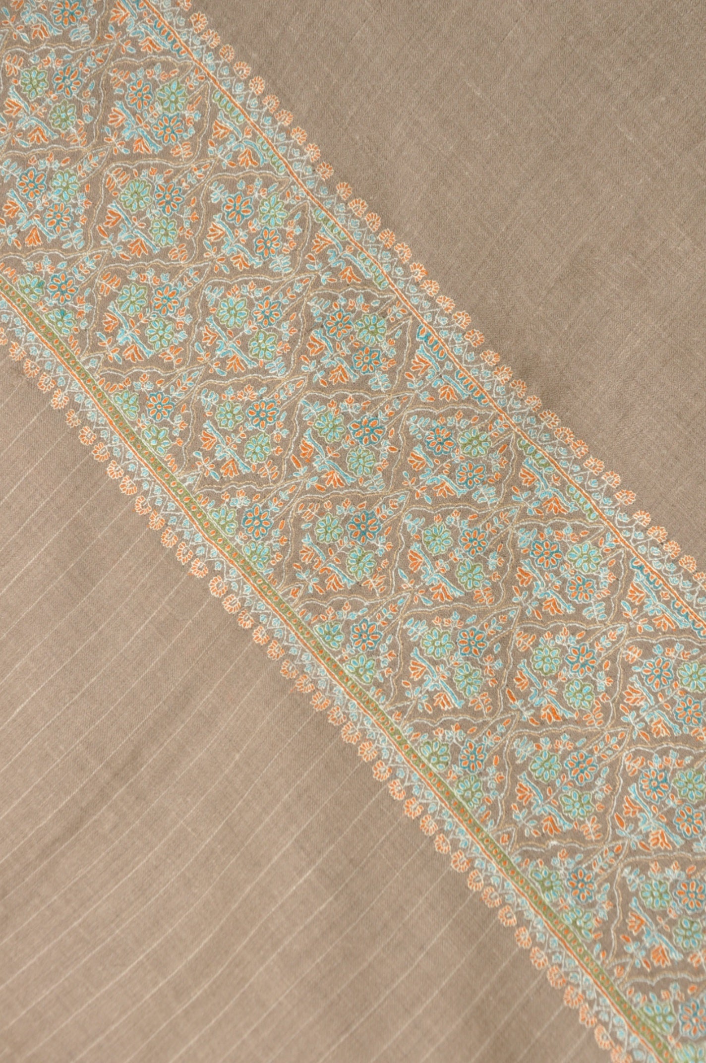 Embroidered Pashmina - Beige with pastel