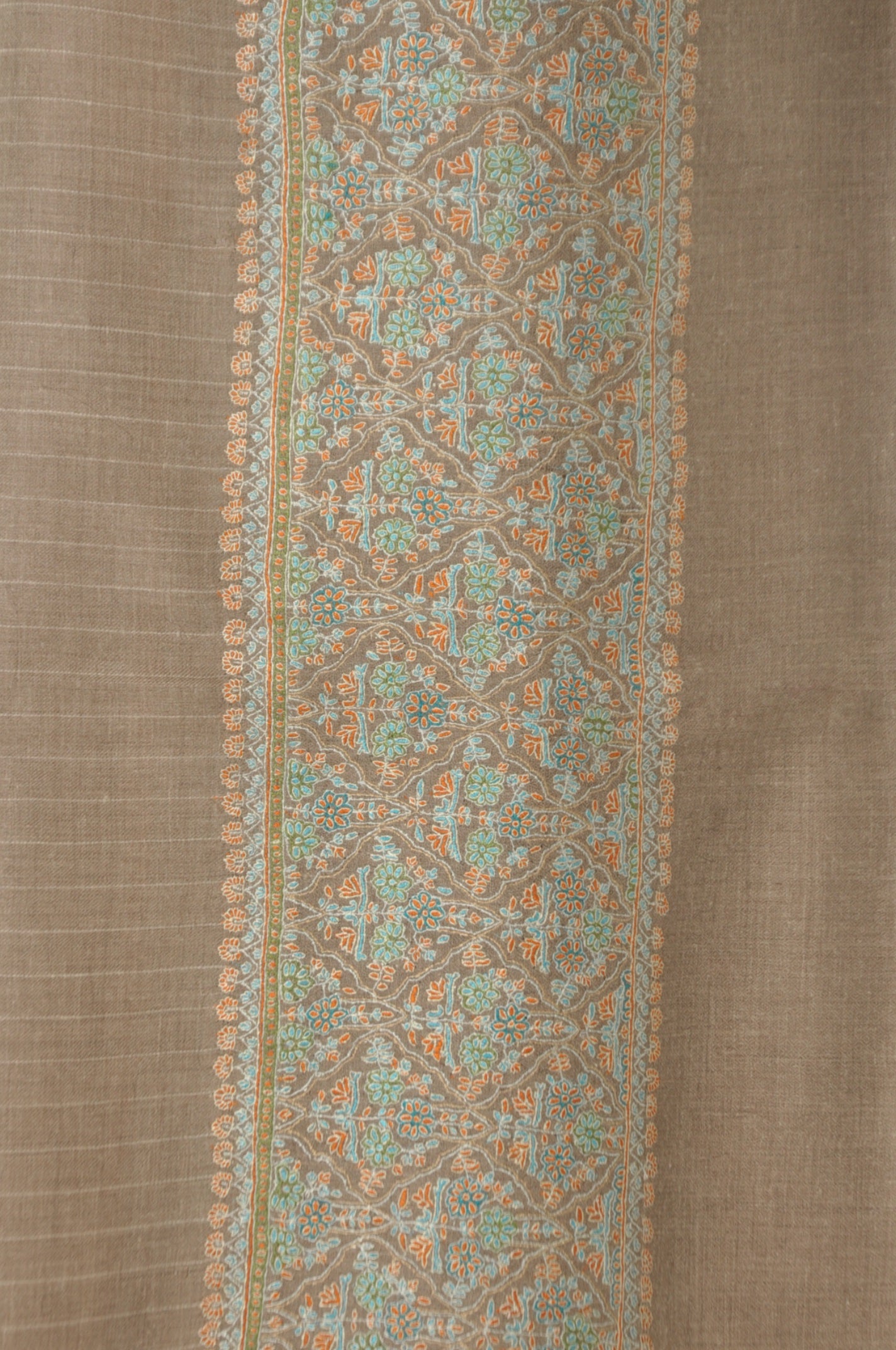 Embroidered Pashmina - Beige with pastel