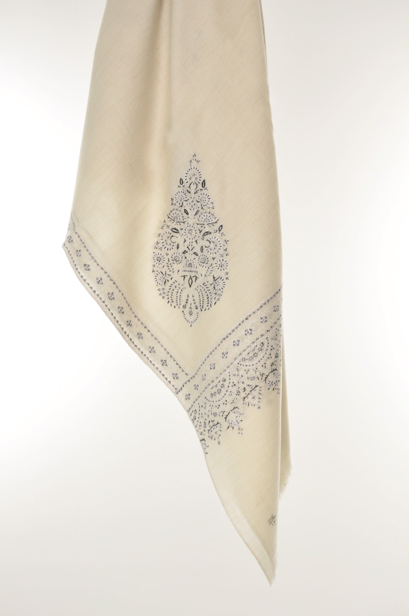 Embroidered Pashmina - Ivory
