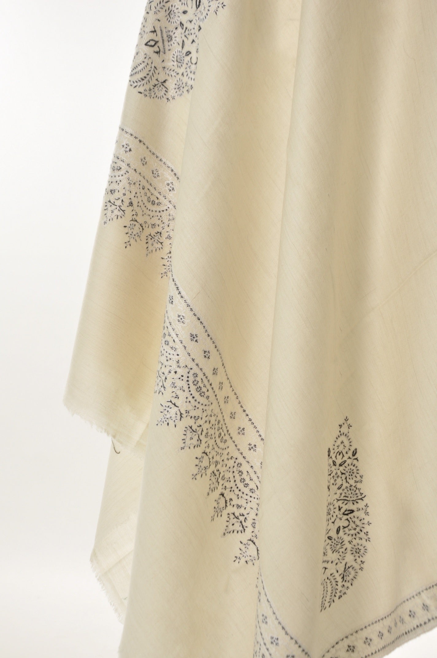 Embroidered Pashmina - Ivory