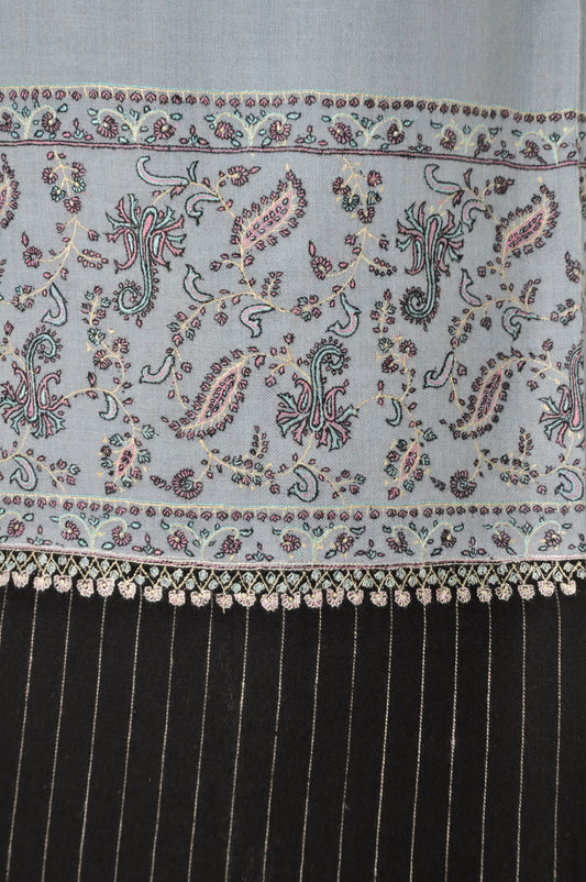 Embroidered Pashmina - Powder Blue