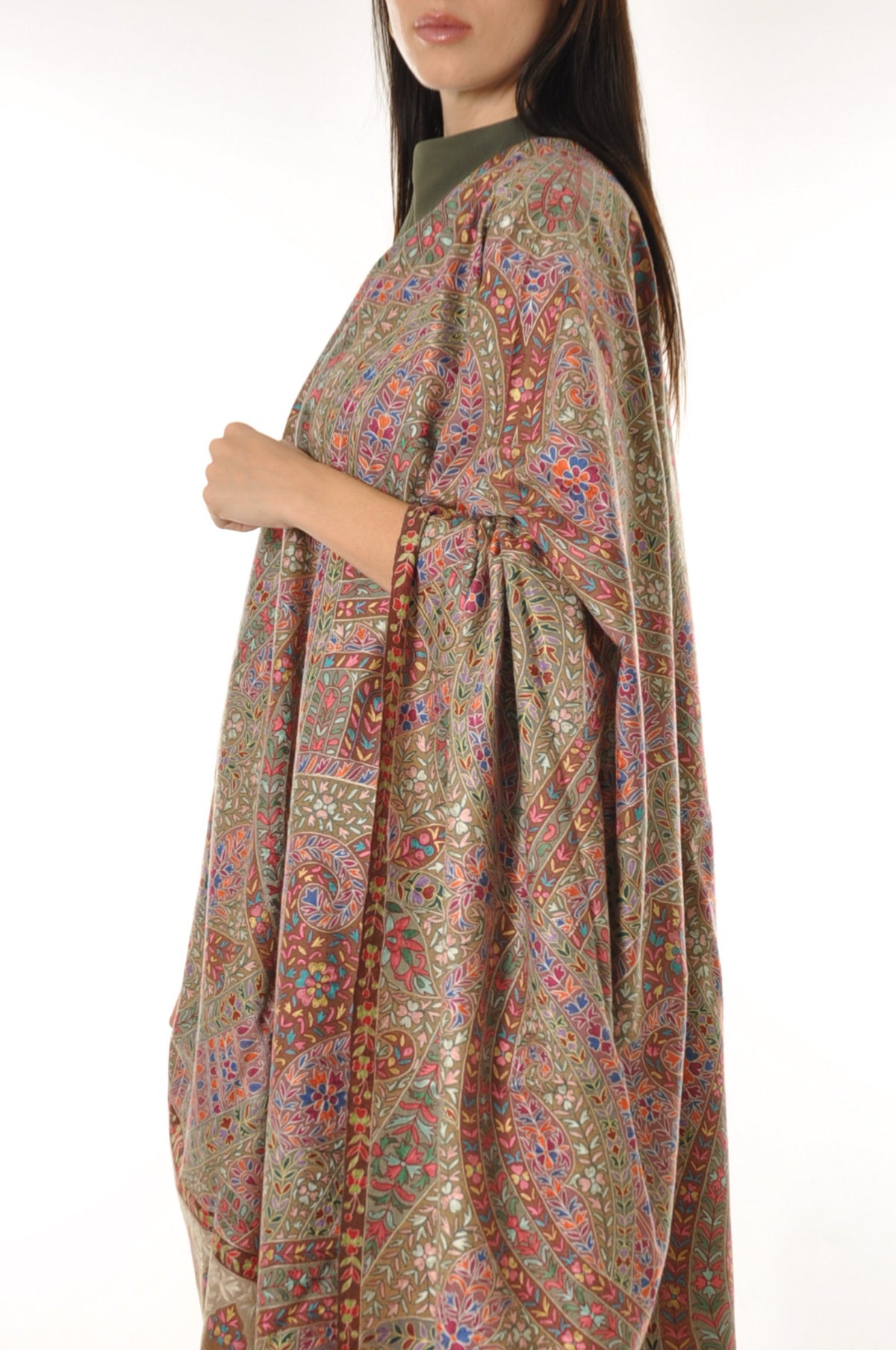 Kalamkari Pashmina - Pink & Brown