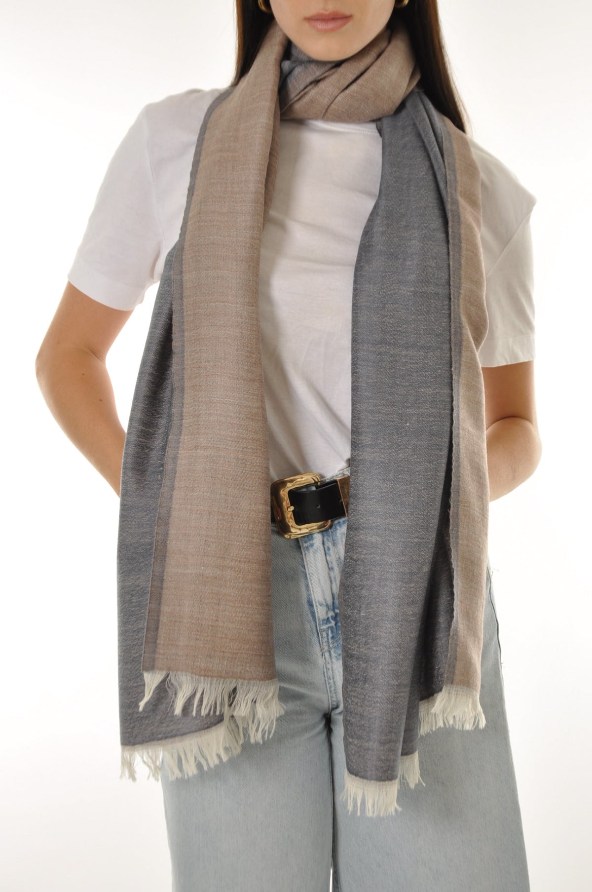 Wool Shawl - Denim Blue Color