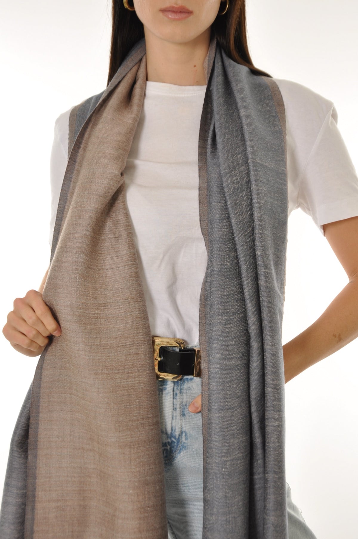 Wool Shawl - Denim Blue Color