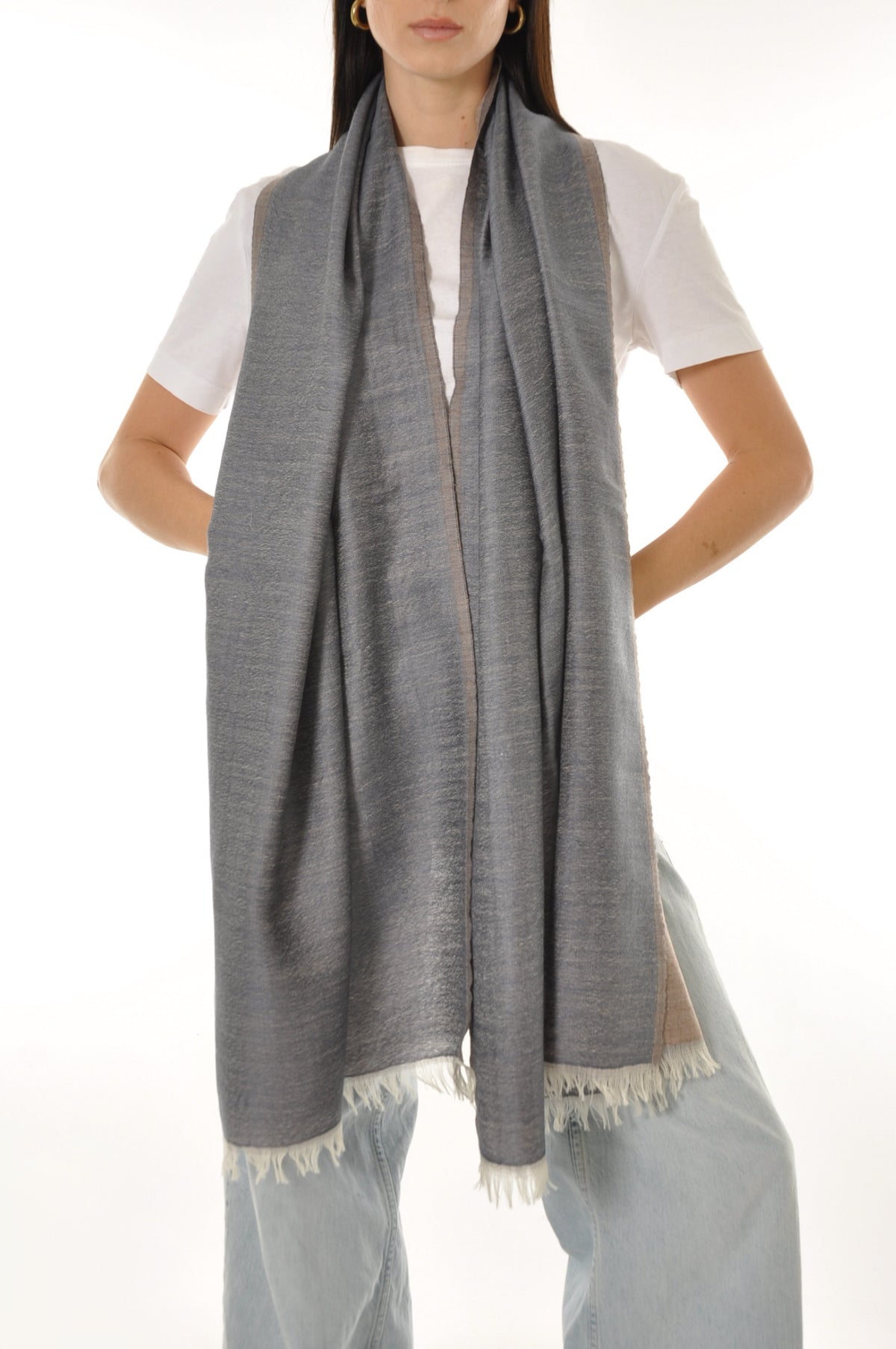 Wool Shawl - Denim Blue Color