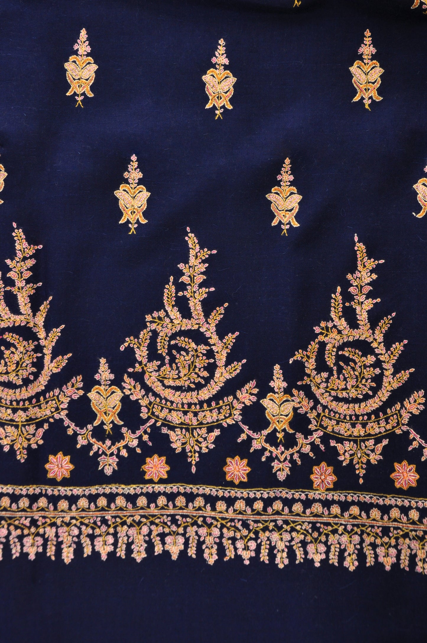 Embroidered Pashmina - Navy Blue