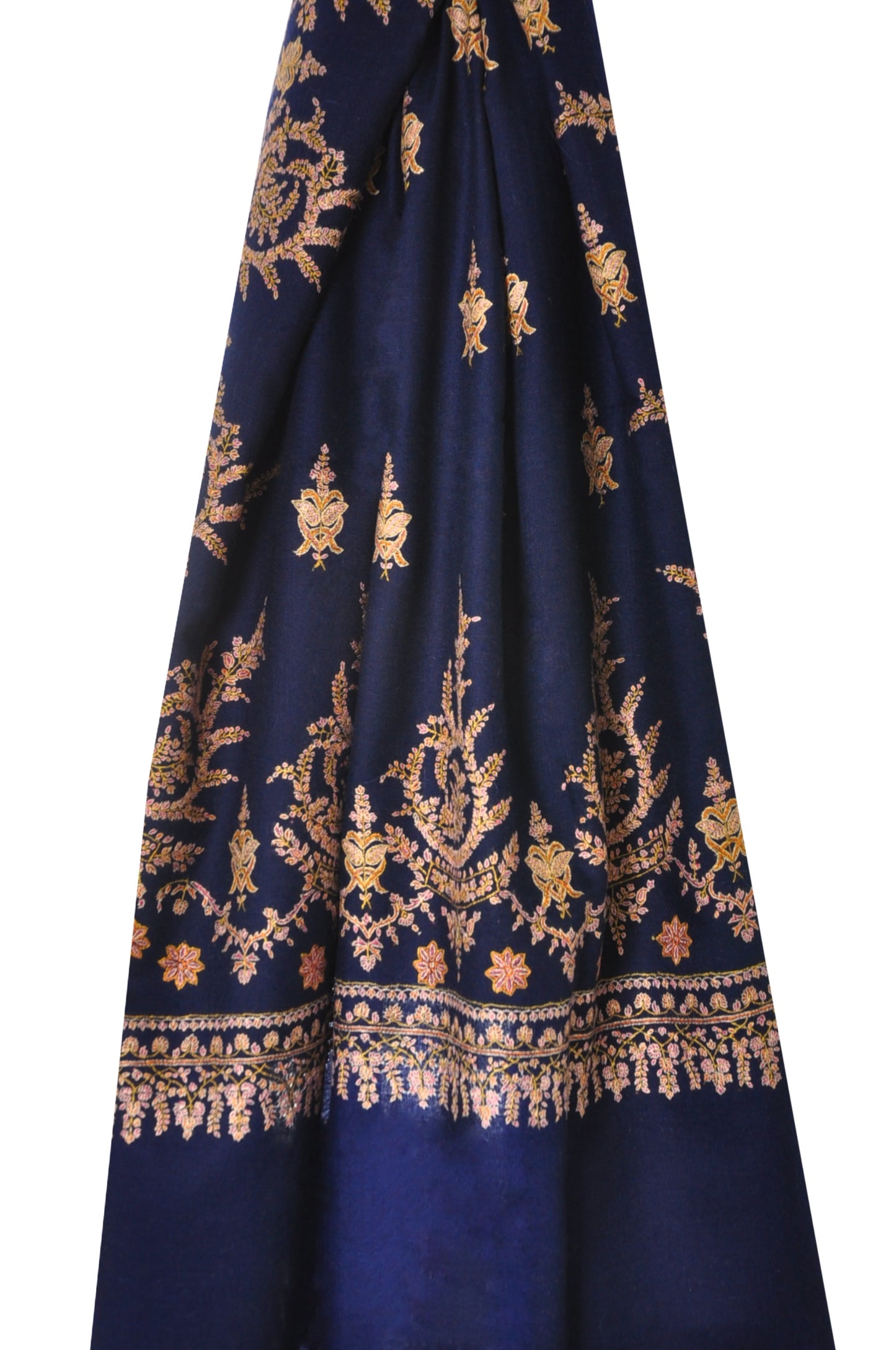 Embroidered Pashmina - Navy Blue