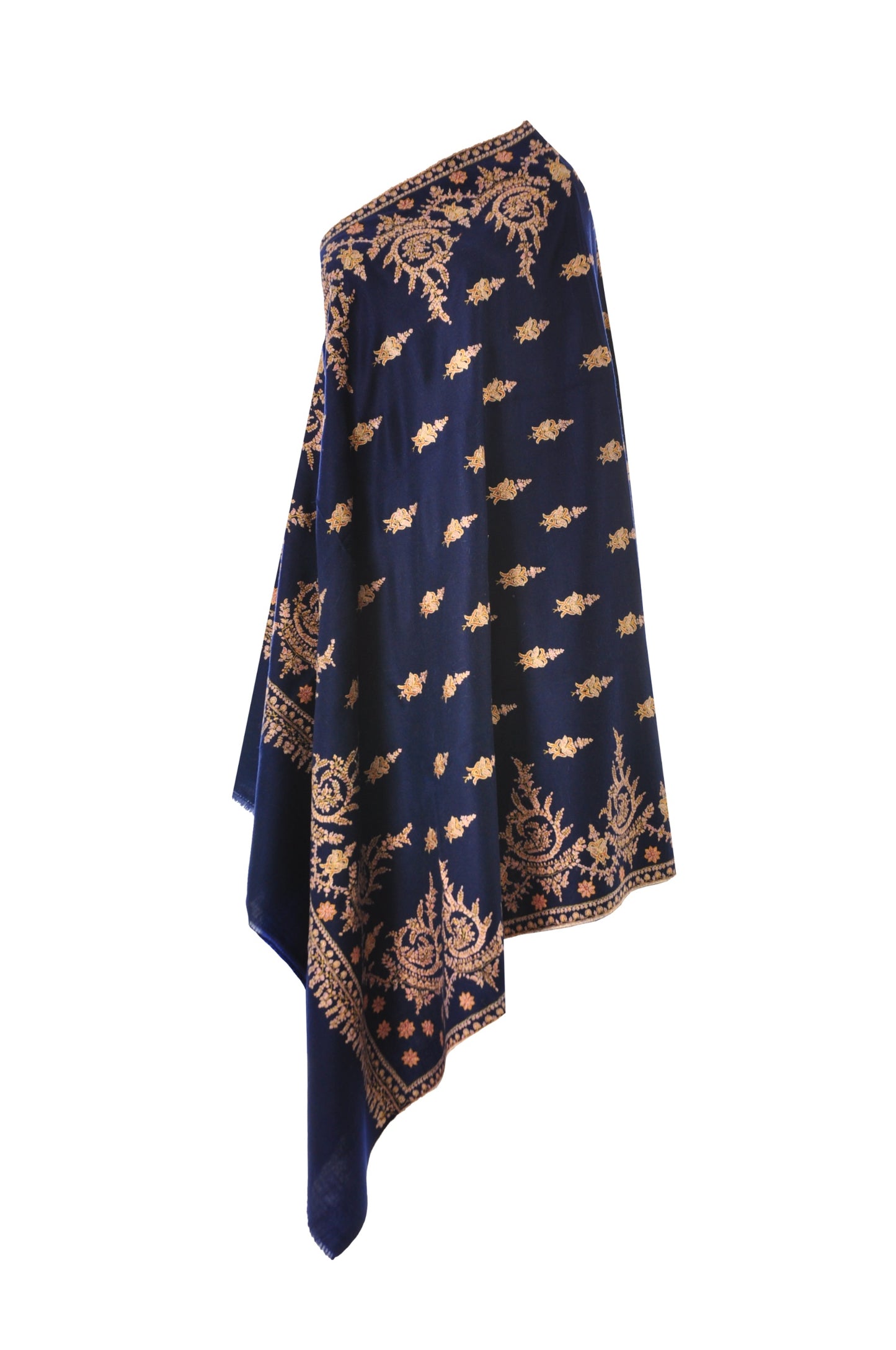 Embroidered Pashmina - Navy Blue