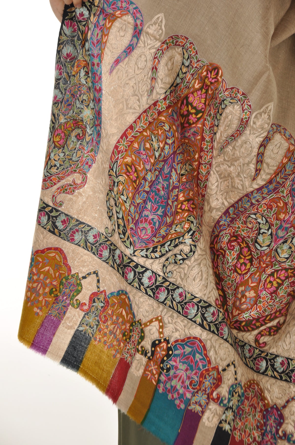 Kalamkari Pashmina - Vibrant Boarder