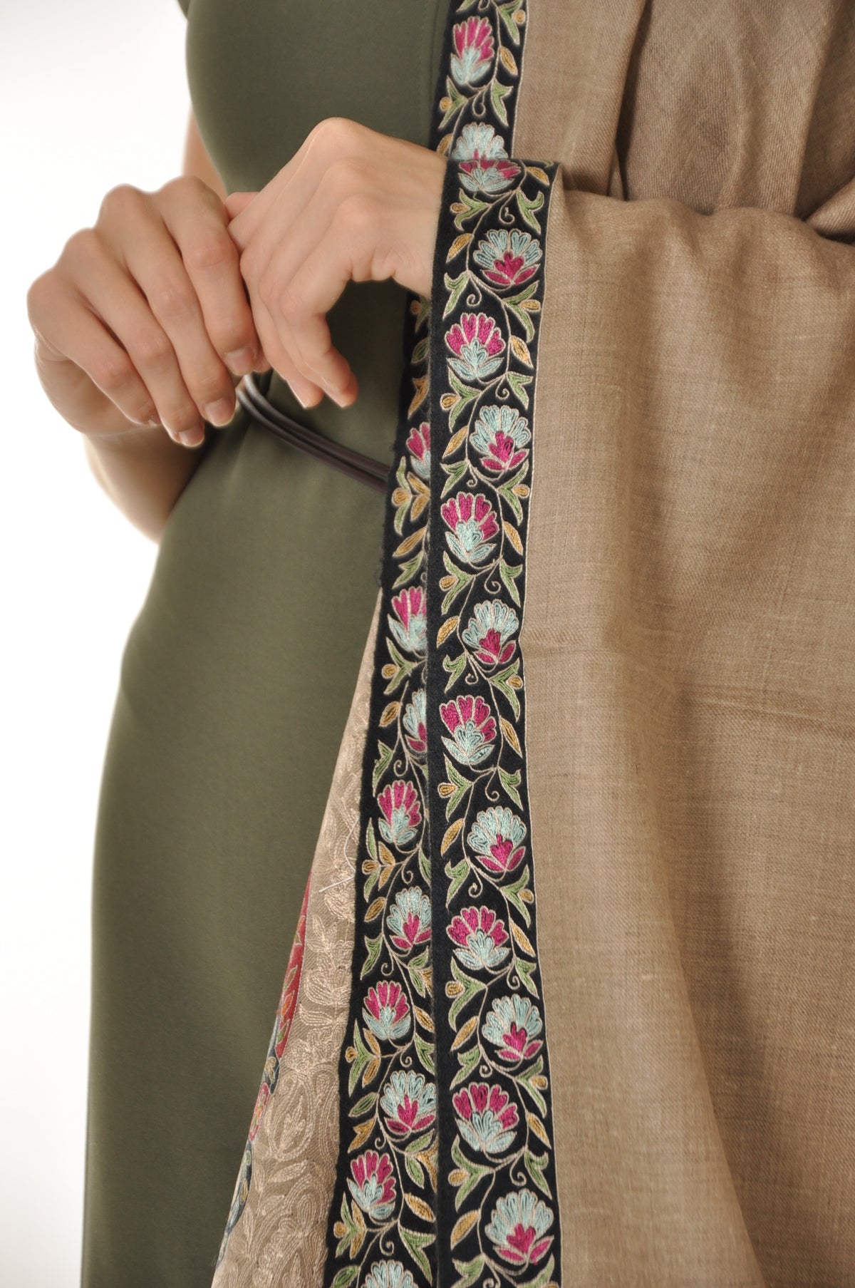 Kalamkari Pashmina - Vibrant Boarder