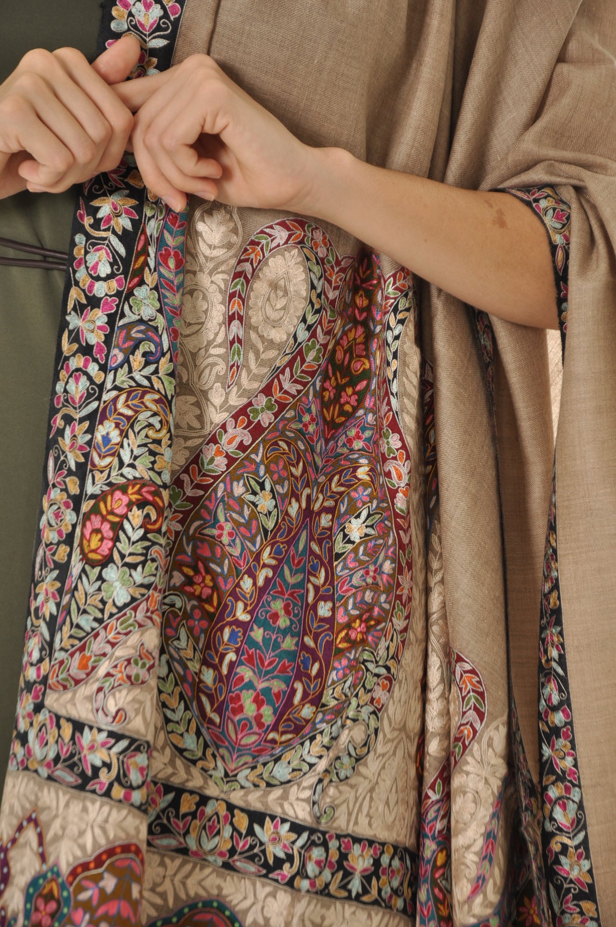 Kalamkari Pashmina - Vibrant Boarder