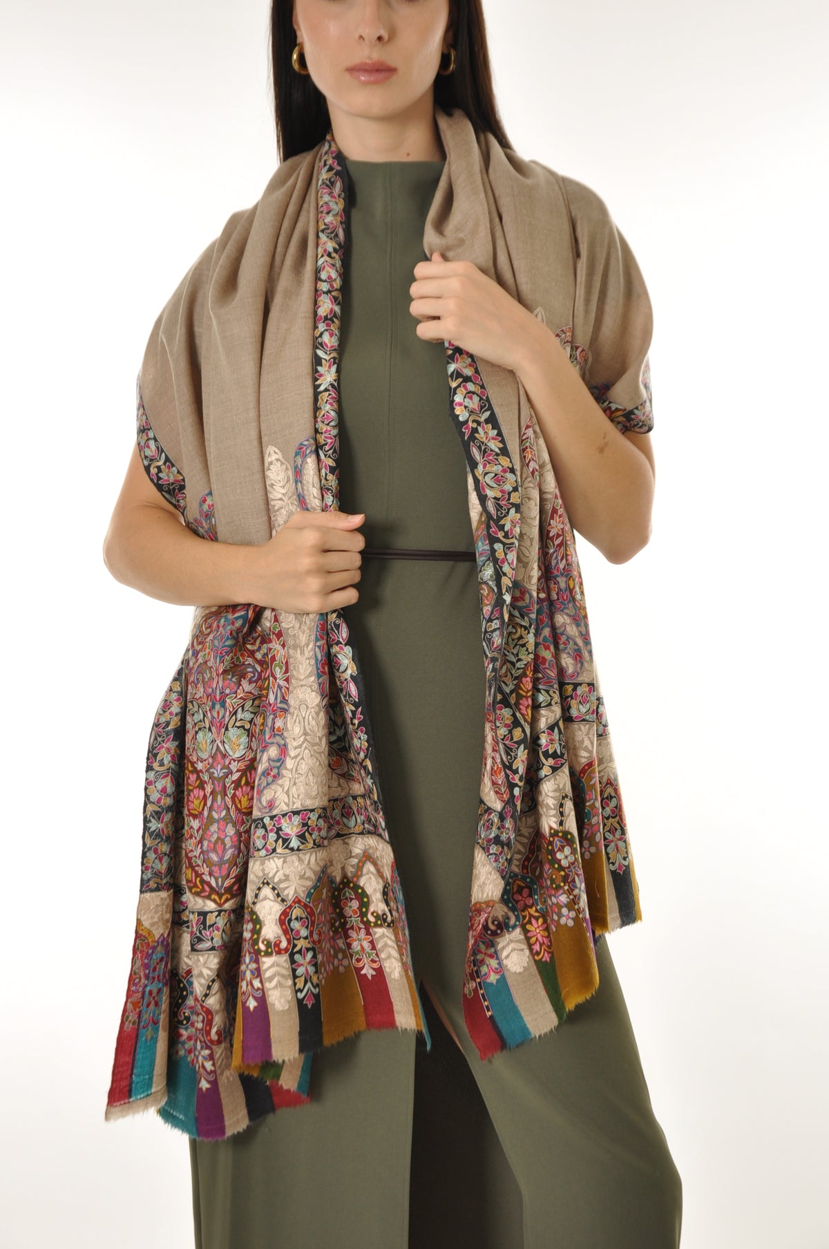 Kalamkari Pashmina - Vibrant Boarder
