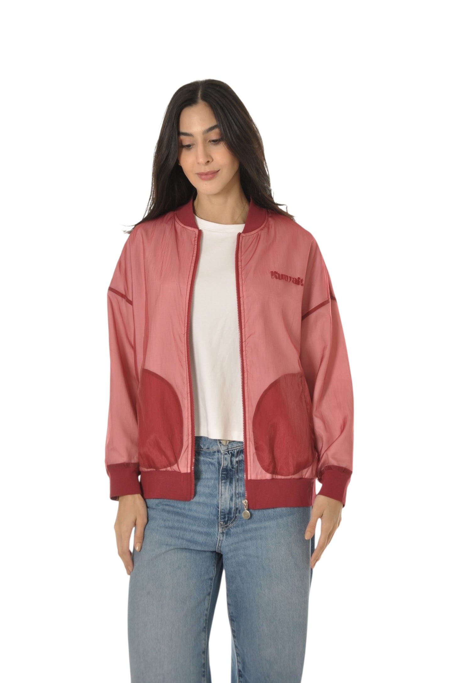 Red Organza Bomber Jacket