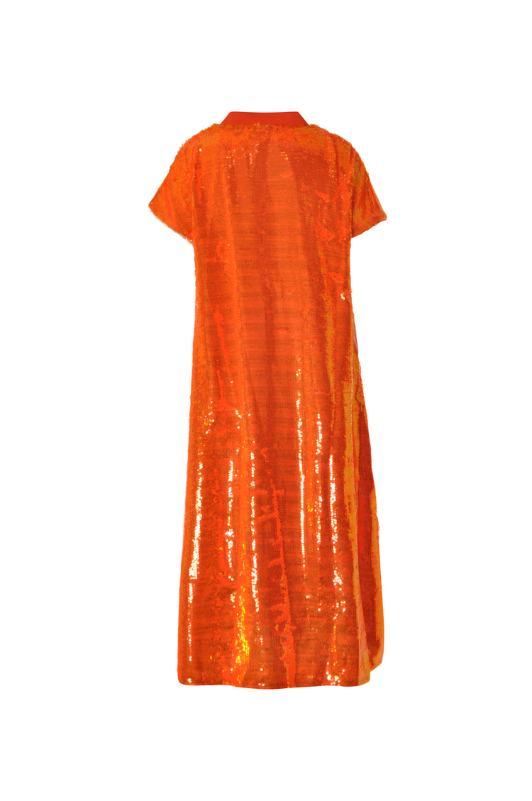 Ladies - Bright Orange Sequins Dress