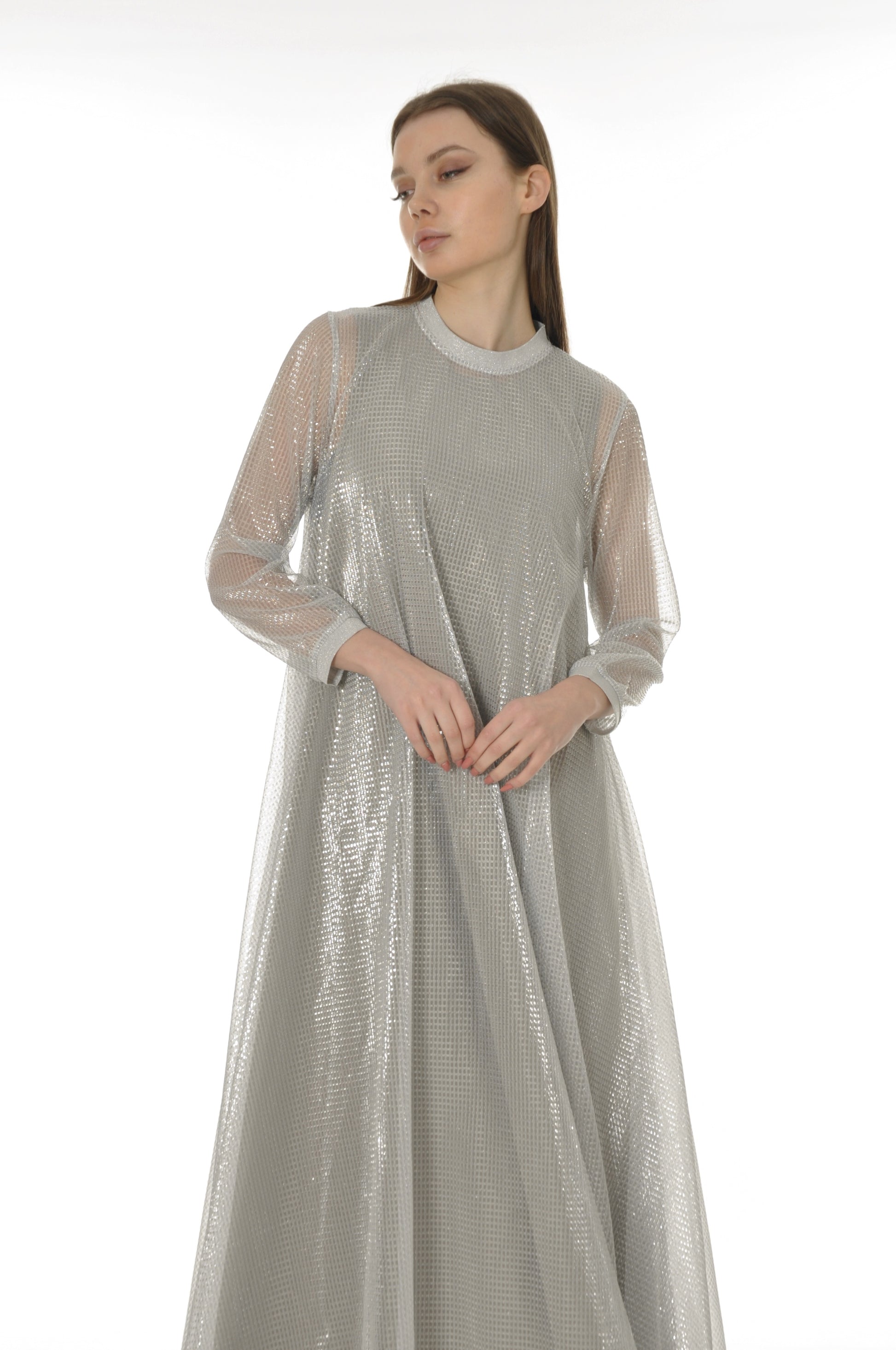 Ladies Silver Sheer Dress – Me THE LABEL Ladies Silver Sheer Dress – Me THE LABEL