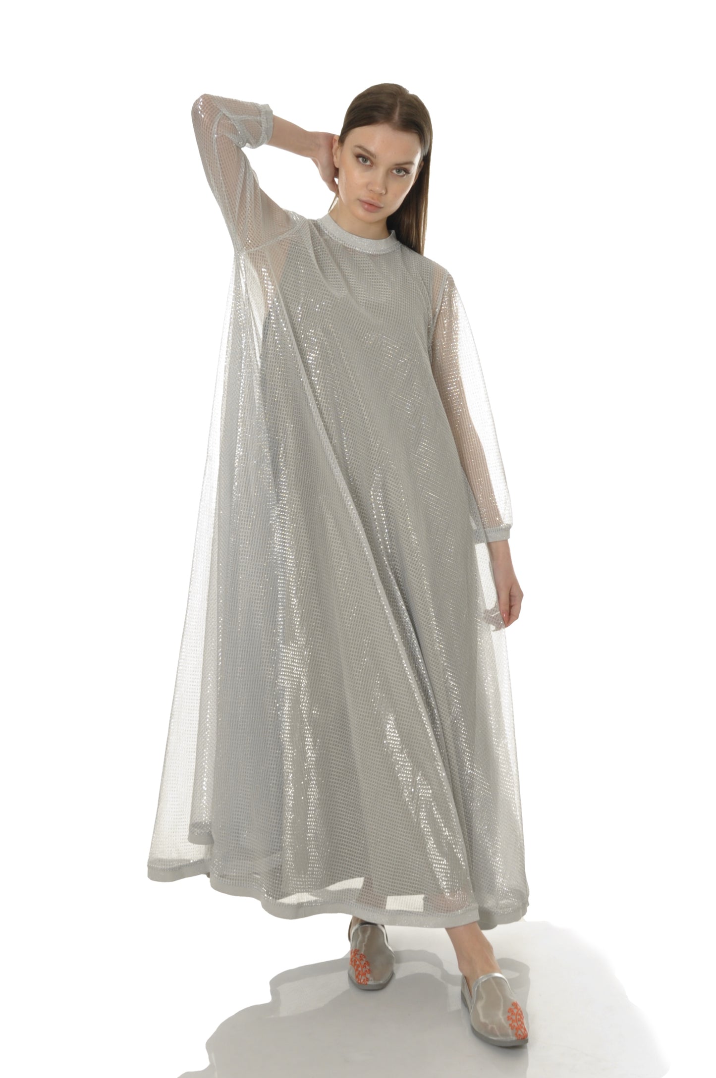 Ladies Silver Sheer Dress