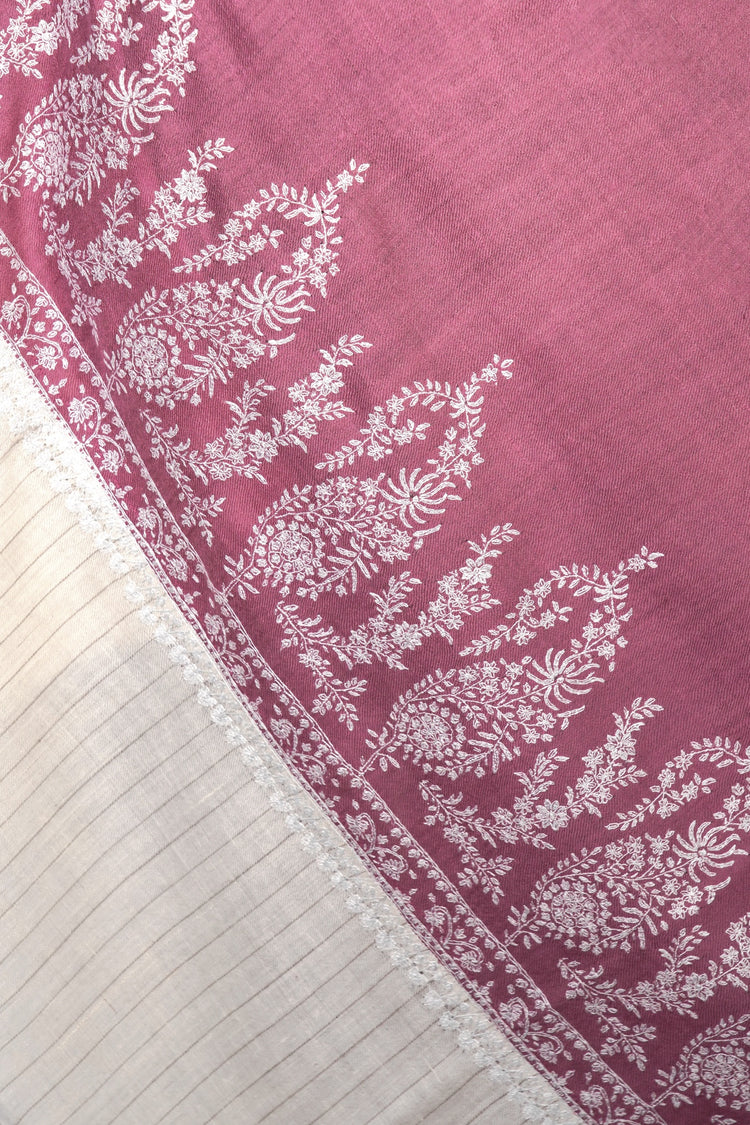 Thin Striped Border Pashmina - China Rose