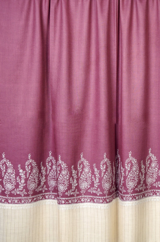 Thin Striped Border Pashmina - China Rose