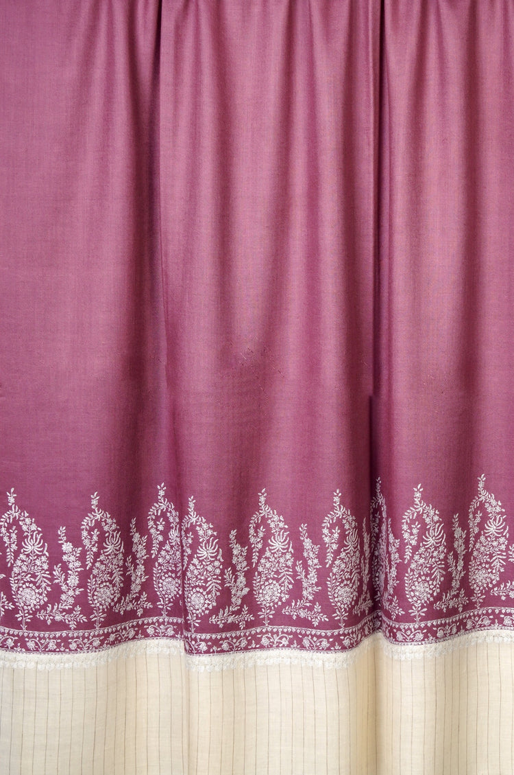 Thin Striped Border Pashmina - China Rose