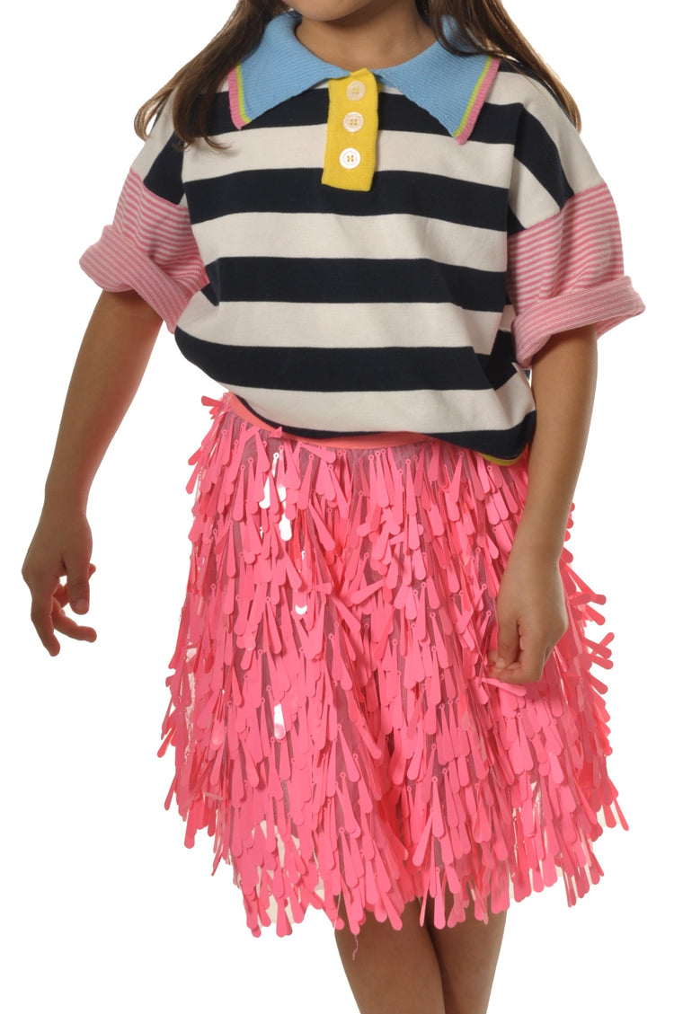 Kids Pink Long Sequins Skirt