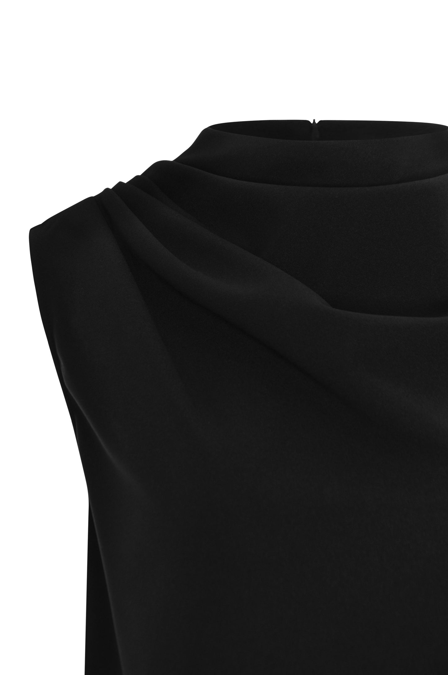 Black Pleated High Neck Top