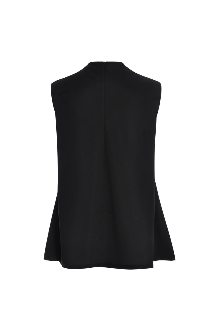 Black Pleated High Neck Top