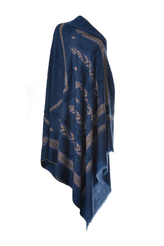 Blue Embroidery Towel Pashmina