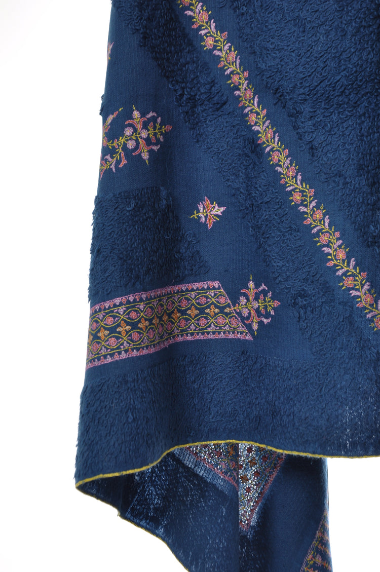 Blue Embroidery Towel Pashmina