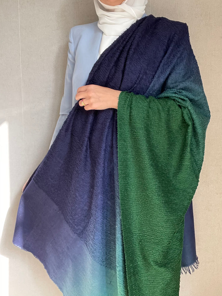 Ombre Towel Pashmina - Navy to Green
