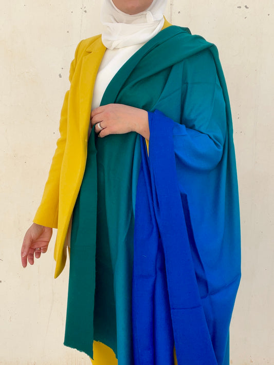 Ombre Pashmina -  Green to Blue