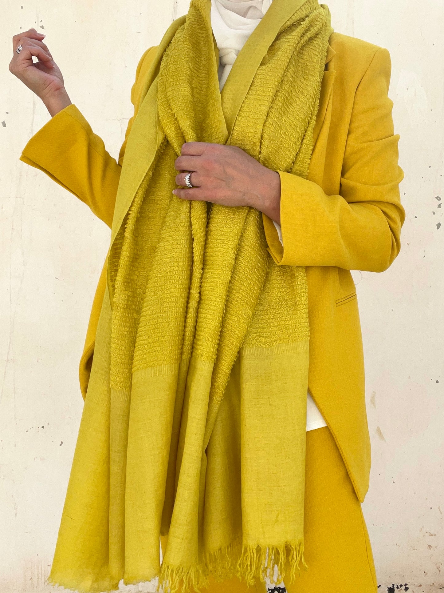 Plain Towel Pashmina - Yellow
