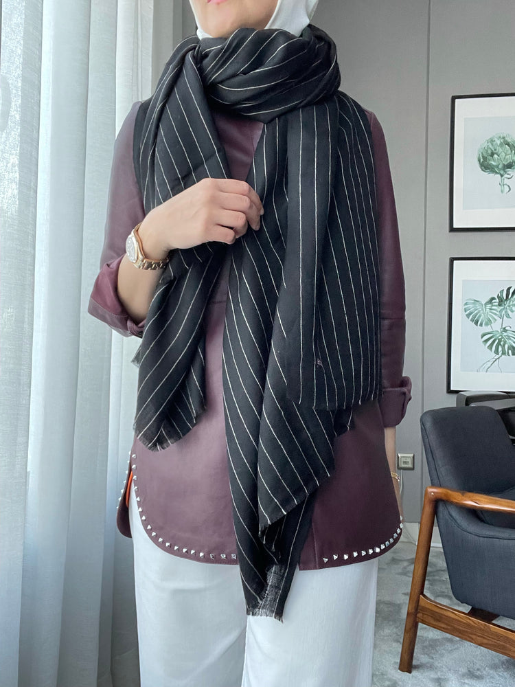 Black Striped Pashmina