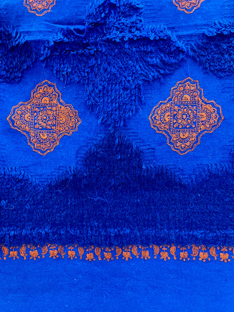 Blue Towel Pashmina with Emriodery