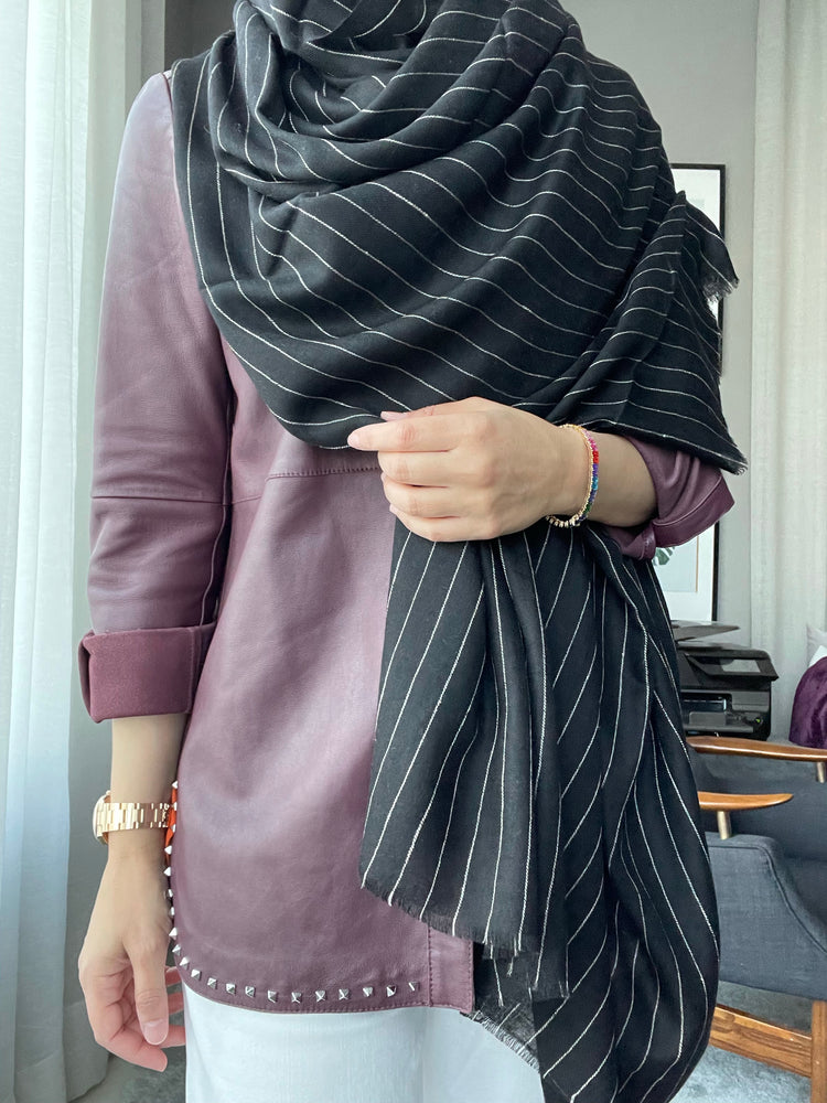 Black Striped Pashmina